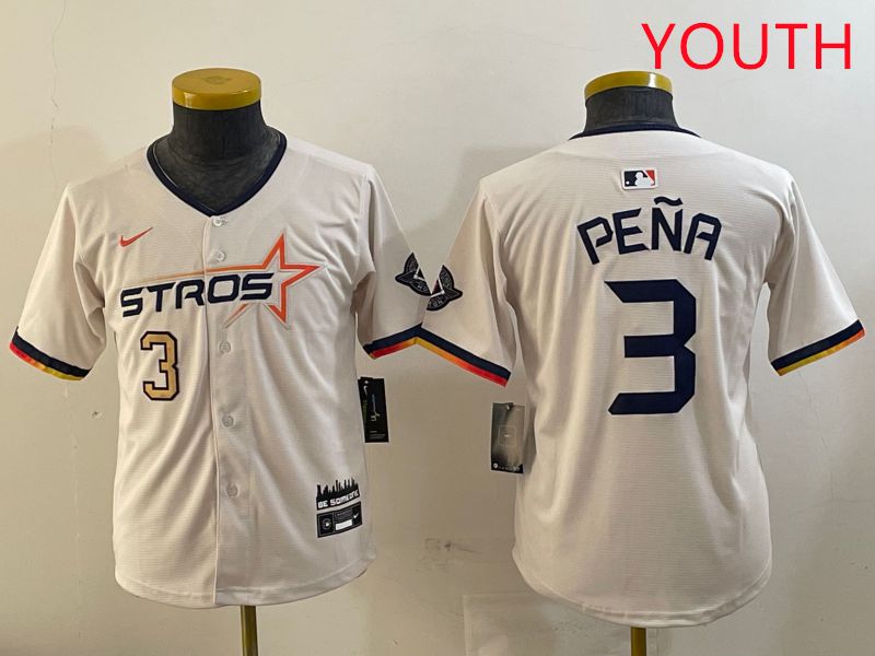 Youth Houston Astros 3 Pena Cream Three generations Joint Name 2025 Nike MLB Jersey style 4119